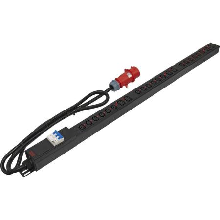 Блок распределения питания POWERCOM PDU-32AV24-18C3-6C9-3P,  вертикал.размещ.,  C13Х18,  C19Х6,  Тип вход. тока 3x32A,  2м