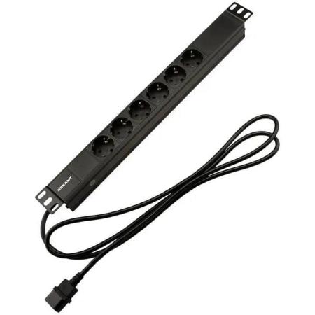 Блок распределения питания REXANT 04-0301-1,  горизонт.размещ.,  SchukoХ6,  Тип вход. тока 10A,  2м