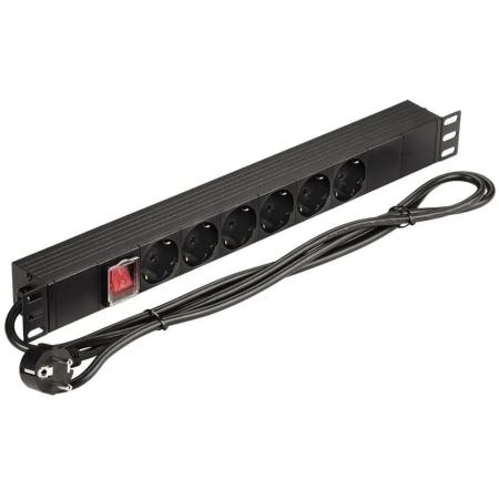 Блок распределения питания LanMaster NM-PD16A-6XSH+S-2.0,  горизонт.размещ.,  SchukoХ6,  Тип вход. тока 16A,  2м