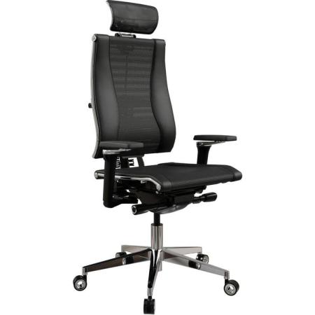 Кресло руководителя МЕТТА Yoga 4DF B2-14D - YM93+Infinity, сетка/экокожа, до 150кг, мультиблок, регулируемые 5D подлокотники,  черный/черный