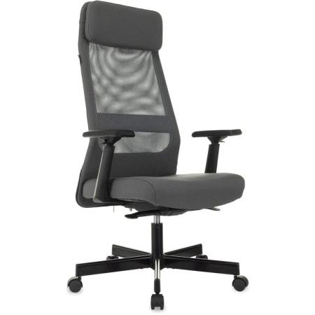 Кресло Бюрократ T-995, сетка/ткань, до 120кг, регулируемые 3D подлокотники,  серый
