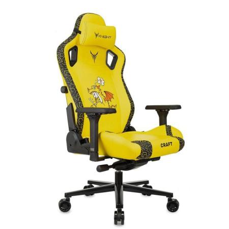 Кресло игровое KNIGHT Craft Dragon, экокожа, до 150кг, регулируемые 4D подлокотники,  желтый