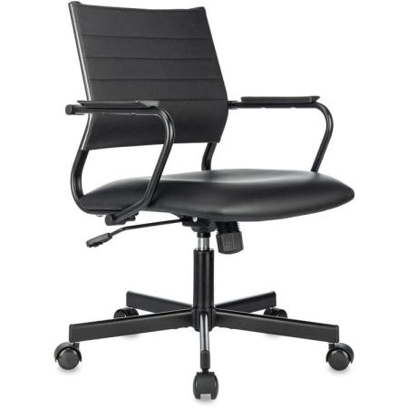 Кресло Бюрократ CH Balance-Low, экокожа, до 150кг, топ-ган, фиксированные подлокотники,  черный