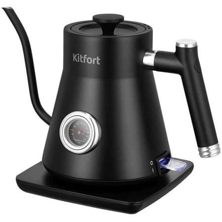 Чайник электрический KitFort КТ-6760, 0.8л, нержавеющая сталь/пластик