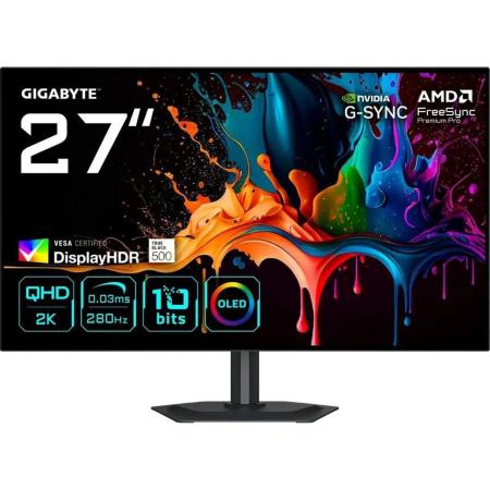 27" Монитор Gigabyte MO27Q28G,  2560x1440,  WOLED,  280Гц,  2хHDMI,  1хDP,  черный [20vm0-mo27q28bk-1ekr]