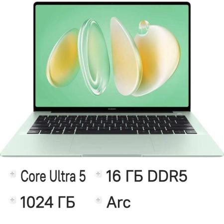 Ноутбук Huawei MateBook 14 FLMH-X Core Ultra 5 125H 16Gb SSD1Tb Intel Arc 14" OLED Touch 2K (2880x1920) без ОС green WiFi BT Cam (53014QLH)