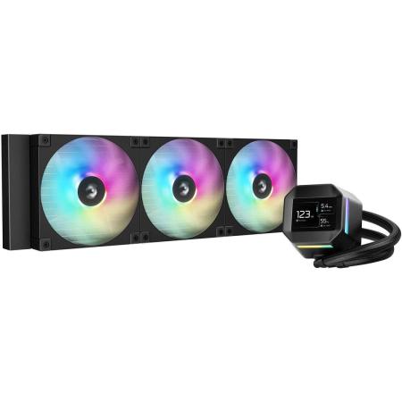 Система водяного охлаждения DeepCool LM420,  LCD, 4-pin,  ARGB,  140мм,  черный,  retail [r-lm420-bkdmmc-1]