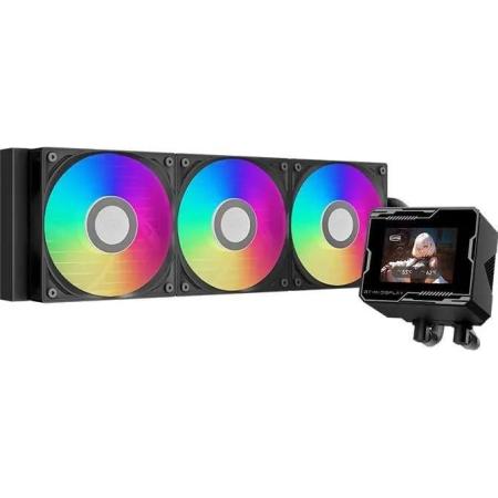 Система водяного охлаждения PCCOOLER GT360M Display,  LCD, 4-pin,  ARGB,  120мм,  черный,  retail [gt360m-bkawxx-gl]