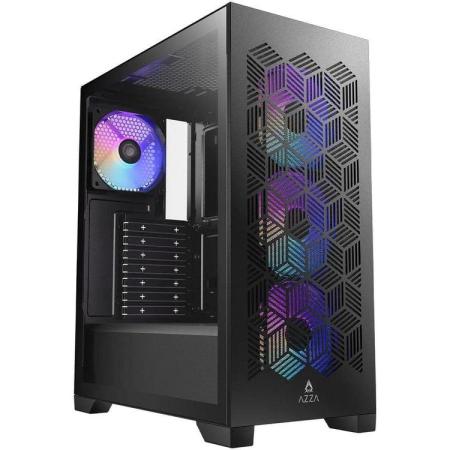 Корпус ATX AZZA AEROHEX, Midi-Tower, без БП,  черный [csaz-203a03]