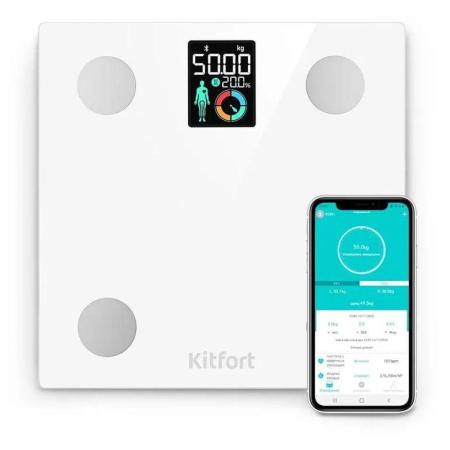Напольные весы KitFort КТ-838, до 180кг, цвет: белый