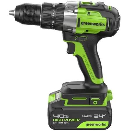 Ударная дрель-шуруповерт GREENWORKS GD24DD60, 4Ач,  с одним аккумулятором [3704107cub]