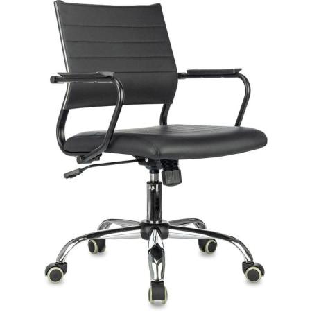 Кресло Бюрократ CH Balance-Low SL PU, экокожа, до 150кг, топ-ган, фиксированные подлокотники,  черный
