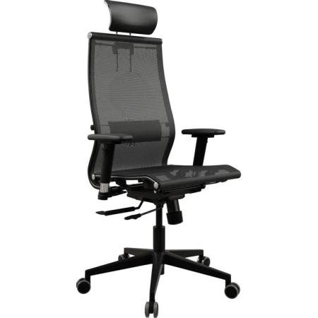 Кресло МЕТТА Samurai Black Edition 2.0, сетка, до 150кг, синхромеханизм, регулируемые 3D подлокотники,  черный