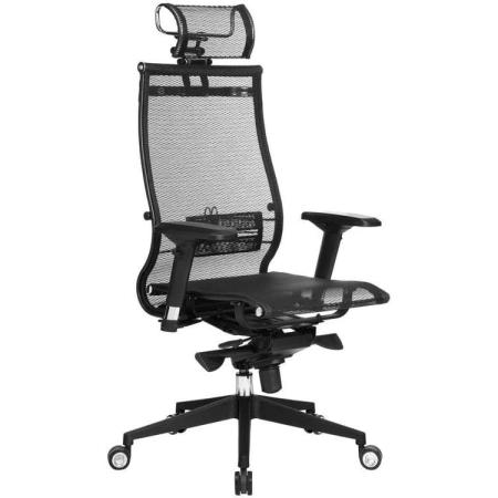 Кресло МЕТТА Samurai Black Edition, сетка, до 130кг, синхромеханизм, регулируемые 4D подлокотники,  черный