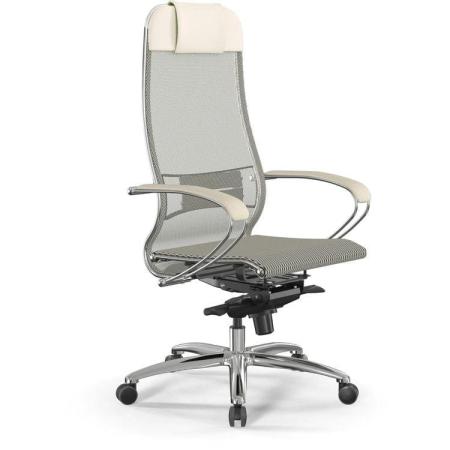 Кресло МЕТТА Samurai S-1, сетка, до 150кг, синхромеханизм, молочный/черный