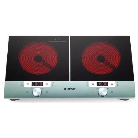 Настольная плита инфракрасная KitFort КТ-155, стеклокерамика, черный