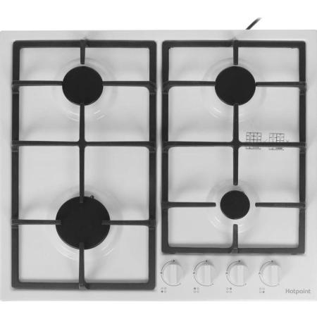 Газовая варочная панель HOTPOINT HGMT 642 WH,  4 конфорки,  металл,  белый