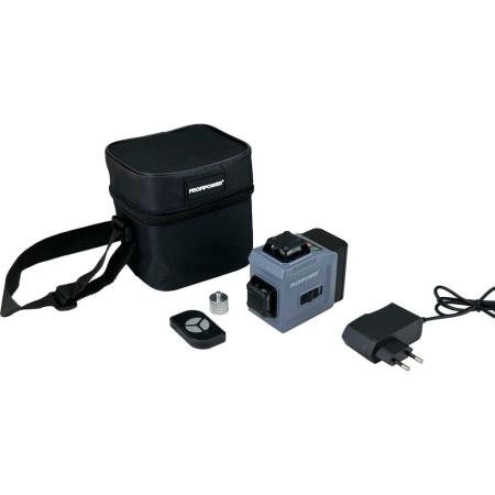 Profipower Лазерный нивелир NL-12G (12 лучей, лазер - зеленый, Li-ion - 1шт, пульт ДУ, переходник, З/У, сумка-чехол) E0214