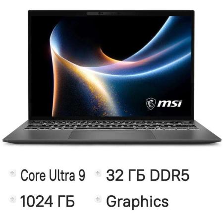 Ноутбук MSI Prestige 13 AI+ A3MG-046RU Core Ultra 9 386H 32Gb SSD1Tb Intel Arc 13.3" OLED 2.8K (2880x1800) Windows 11 Pro grey WiFi BT Cam (9S7-13Q425-046)