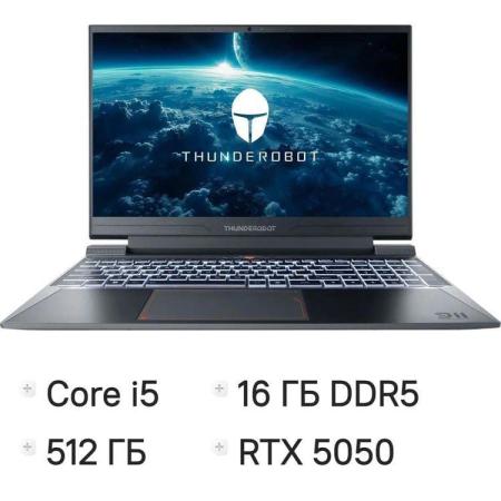 Ноутбук THUNDEROBOT 911 X Wild Hunter G3 Evo, 15.6", IPS, Intel Core i5 13420H 2.1ГГц, 8-ядерный, 16ГБ 512ГБ SSD,  NVIDIA GeForce  RTX 5050 для ноутбуков, FreeDOS,  черный [jt009r00kru]