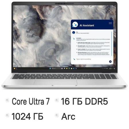 Ноутбук Dell Pro 16 Plus Core Ultra 7 266V 16Gb SSD1Tb Intel Graphics 16" IPS FHD+ (1920x1200) Linux grey WiFi BT Cam (PRO16PL-7617)
