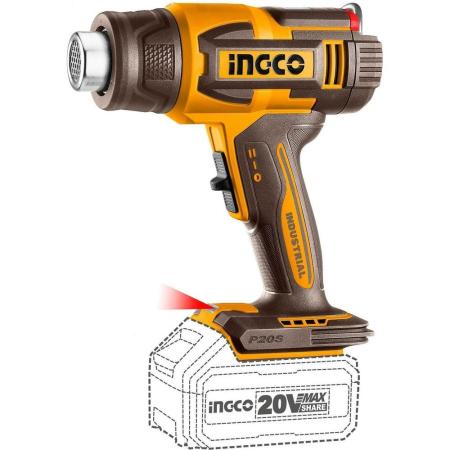 INGCO Фен аккумуляторный 20В ЖК-дисплей 1хАКБ 5Ач и ЗУ INDUSTRIAL HGLI20035