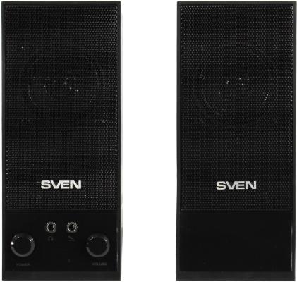 Колонки Sven SPS-604  2х2Вт   черные  выход на наушники 2х10Вт  2х полосные черные  выход на наушники