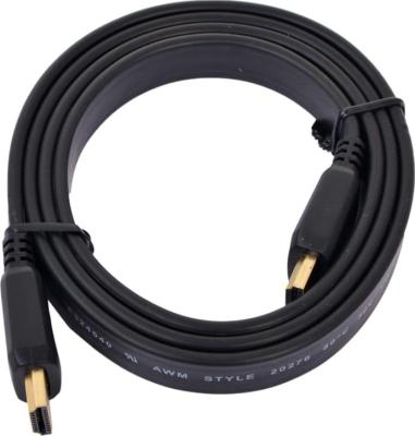 Кабель HDMI Gembird/Cablexpert, 1м, v1.4, 19M/19M, плоский кабель, черный, позол.разъ  CC-HDMI4F-1M