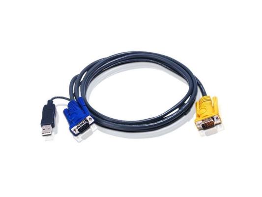 Шнур, мон+клав+мышь USB, SPHD15=>HD DB15+USB A-Тип, Male-2xMale,  8+4 проводов, опрессованный,   3 метр., черный, (с поддержкой KVM PS/2) (2L-5203UP)