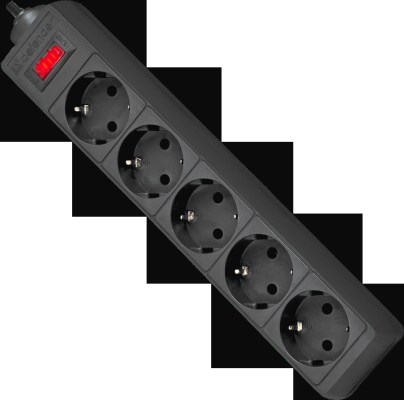 Сетевой фильтр Defender ES черный 5.0 m 5 розеток