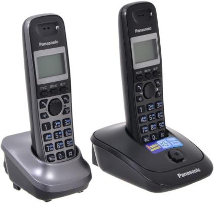 Телефон DECT Panasonic KX-TG2512RU2 АОН, Caller ID 50, 10 мелодий, Спикерфон, Эко-режим, + дополнительная трубка