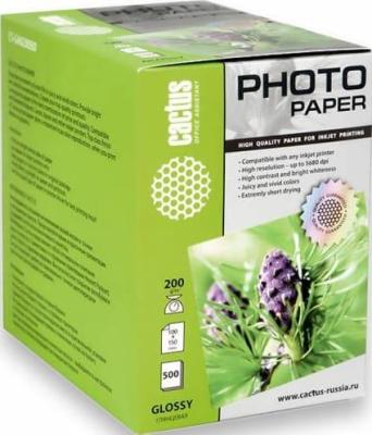 Фотобумага Cactus CS-GA6200500 глянцевая 10x15 200 г/м2 500 листов.