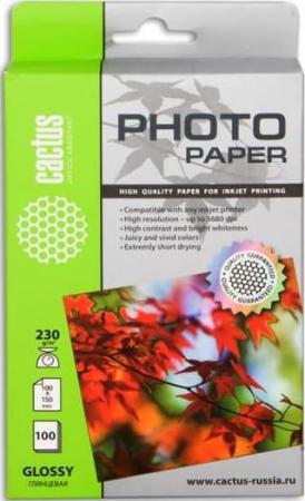 Фотобумага Cactus CS-GA6230100 10x15cm/230г/м2/100л. глянцевая для струйной печати