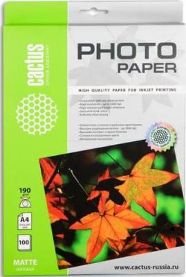 Фотобумага Cactus CS-MA4190100 A4/190г/м2/100л. матовая для струйной печати