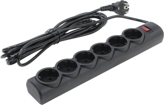 Сетевой фильтр Defender DFS 155 черный 5.0 м 6 розеток
