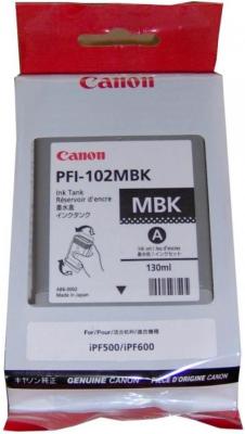 Картридж Canon PFI-102MBK для iPF500 iPF510 iPF600 iPF605 iPF610 iPF700 iPF710 iPF720 130мл черный матовый