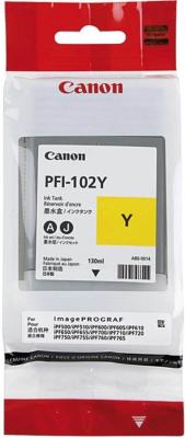 Картридж Canon PFI-102Y для iPF510 605 610 650 655 750 760 765 LP17 130мл желтый 0898B001