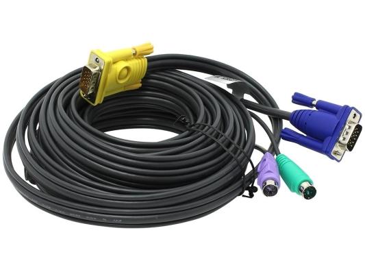 Кабель ATEN KVM Cable 2L-5206P -Кабель для KVM: 2*PS/2(m)+DB15(m) (PC) -на- SPHD15(m) (KVM), 6м