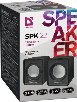 Колонки DEFENDER SPK 22 чёрный 5 Вт, питание от USB