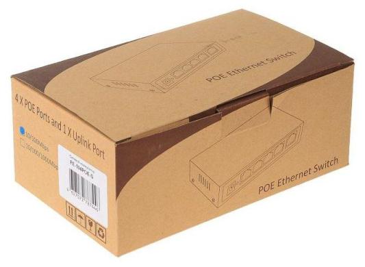 Сетевой коммутатор FE-104POE-S 5 портов 10/100 Мбит/с (IEEE802.3u 100BaseTX) из них 4 c поддержкой PoE (IEEE802.3at) до 15,4Вт на порт (HI POE), Сумма