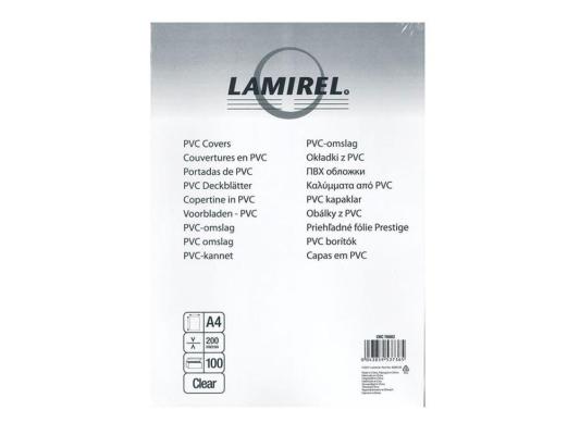 Обложки Lamirel Transparent A4, PVC, прозрачные, 200мкм, 100шт (LA-78682)