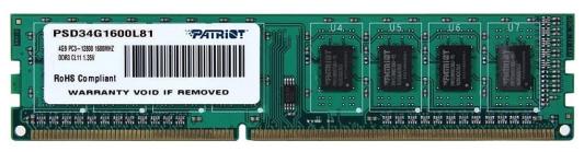 Оперативная память для компьютера Patriot PSD34G1600L81 DIMM 4Gb DDR3L 1600 MHz PSD34G1600L81