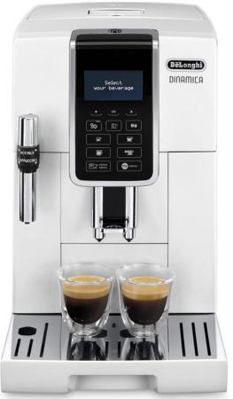 Кофемашина DeLonghi ECAM 350.35.W, автомат, капучино, 15бар, для зернового, регулировка крепости и степени помола, белый