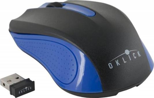 Мышь Oklick 485MW black/blue optical (1200dpi) cordless USB (2but)