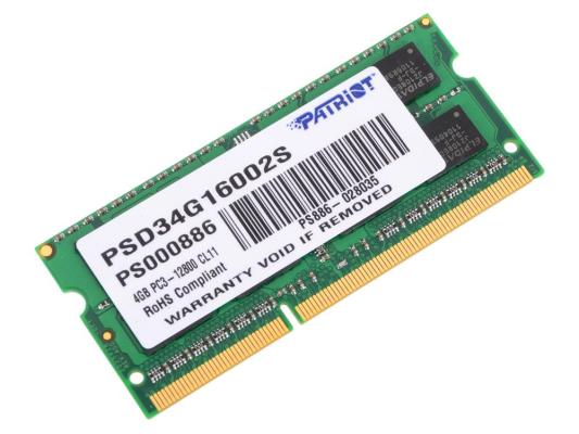 Оперативная память для ноутбука Patriot Signature Line SO-DIMM 4Gb DDR3 1600 MHz PSD34G16002S