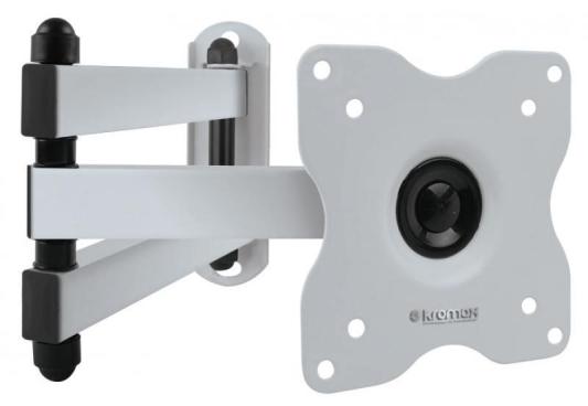 Кронштейн Kromax DIX-15 Белый, Кр. стал. наст. для TV 10"-28", max 30 кг, 5 ст св., нак. ±15°, пов. 180°, от ст. 48-377 мм, max VESA 100x100 мм.