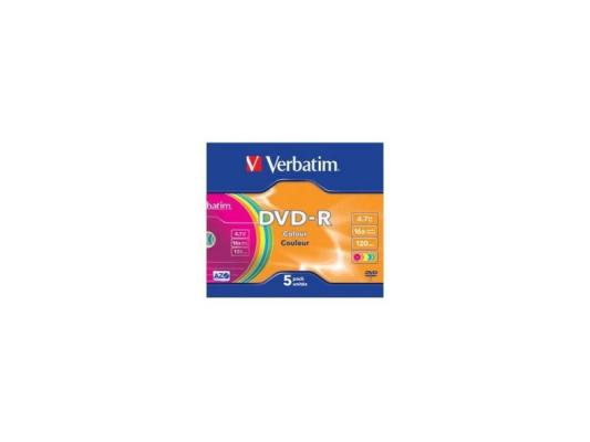Диски DVD-R 16x 4.7Gb SlimCase (5шт) Color Verbatim [43557]