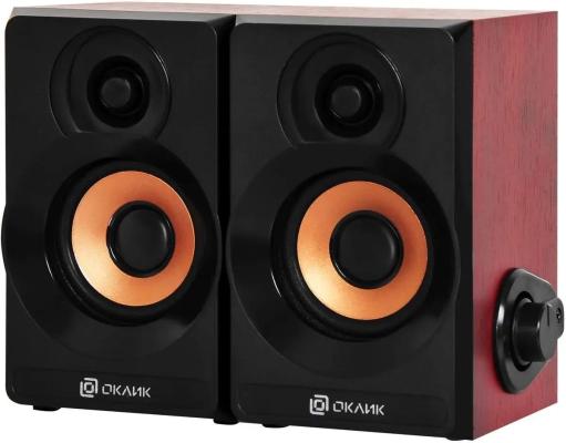 Колонки Oklick OK-161 2.0 dk.wooden dark 6W портативные