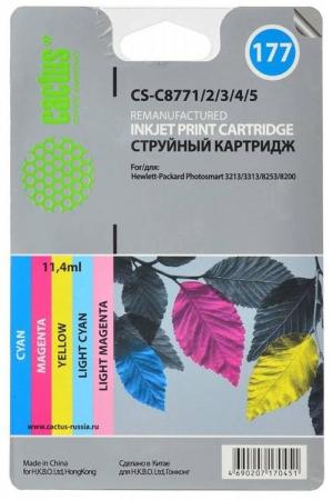 Комплект картриджей Cactus CS-C8771/2/3/4/5 №177 для HP PhotoSmart 3213/3313/8253/C5183/C6183/C6283 цветной
