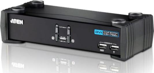 Переключатель ATEN  CS1762A-AT-G KVM+Audio+USB 2.0,  1 user USB+DVI =  2 cpu USB+DVI, со шнурами USB 2х1.8м., 1920x1200 60Hz, настол., исп.стандарт.ш
